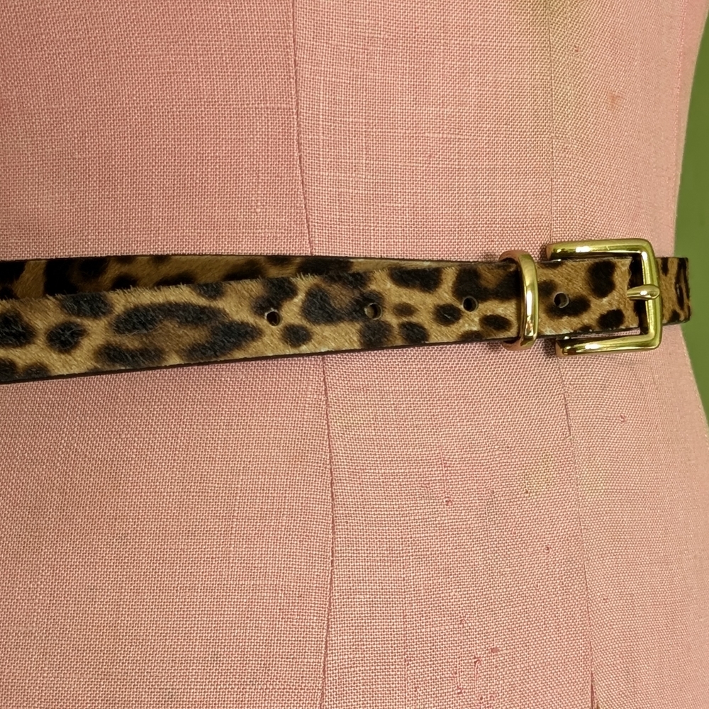J. Crew Leopard Print Belt with Gold Buckle